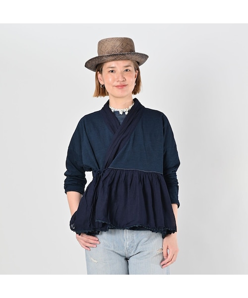 45R 45rpm 天竺のカシュクール（インディゴ） 45R天竺のギャザーカシュクール（インディゴ）: WOMEN｜45R