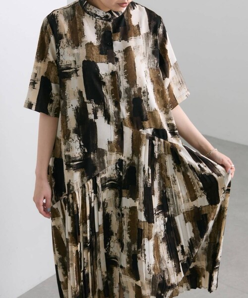 【新品】SUM1 STYLE 半袖斜めプリーツワンピース 半袖斜めプリーツワンピース【SUM1 STYLE(スミスタイル)】