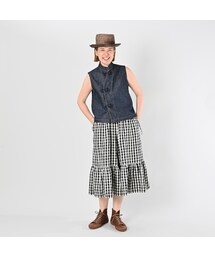 専用★超美品 45R インド度詰リネンのラッパーキュロット チェック 45R（フォーティファイブアール）の「インド度詰めリネンのラッパー