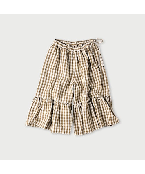 専用★超美品 45R インド度詰リネンのラッパーキュロット チェック 45R（フォーティファイブアール）の「インド度詰めリネンのラッパー
