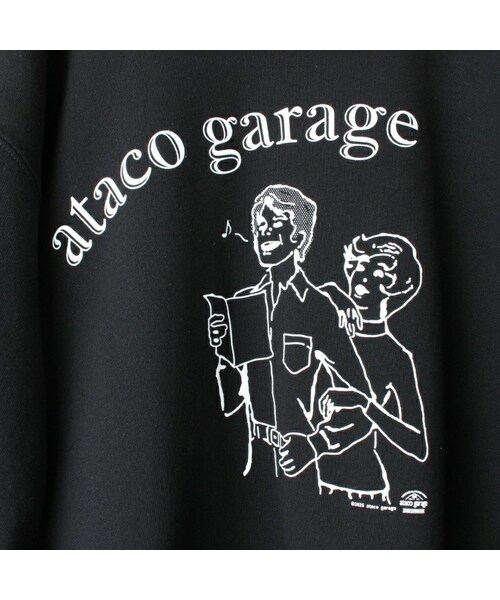--（--）の「ataco garage originals オリジナルプリント ショートスリーブ スウェット ブラック 裏パイル 半袖（スウェット・レディース・ブラック・M/L/XL）」の2枚目の写真