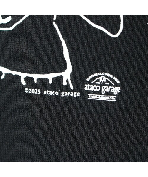 --（--）の「ataco garage originals オリジナルプリント ショートスリーブ スウェット ブラック 裏パイル 半袖（スウェット・レディース・ブラック・M/L/XL）」の3枚目の写真