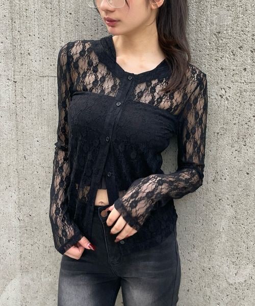 FOREVER 21（フォーエバー トゥエンティーワン）の「レースフーディー（トップス・ナチュラル08/ブラック09・FREE）」の7枚目の写真