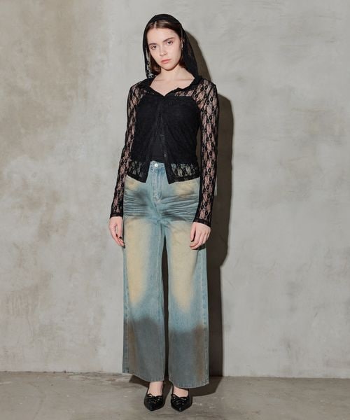 FOREVER 21（フォーエバー トゥエンティーワン）の「レースフーディー（トップス・ナチュラル08/ブラック09・FREE）」の3枚目の写真