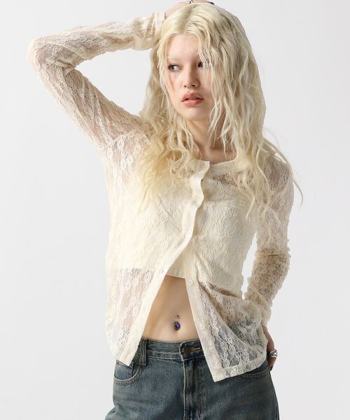 FOREVER 21（フォーエバー トゥエンティーワン）の「レースフーディー（トップス・ナチュラル08/ブラック09・FREE）」の22枚目の写真