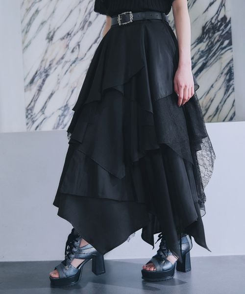 HARE MIXチェックランダムスカート BLK HARE（ハレ）の「MIXチェックランダムスカート（）」 - WEAR