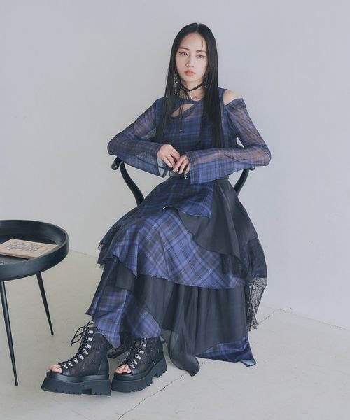 【HARE】新品タグ付 MIXチェックランダムスカート ロング ブルー ブラック 楽天市場】MIXチェックランダムスカート HARE ハレ スカート ロング