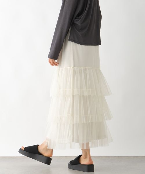LEPSIM（レプシィム）の「ティアードチュールスカート（スカート・アイボリー08/チャコール18/レオパード51・FREE SIZE）」の7枚目の写真