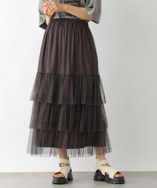 LEPSIM（レプシィム）の「ティアードチュールスカート（スカート・アイボリー08/チャコール18/レオパード51・FREE SIZE）」の2枚目の写真