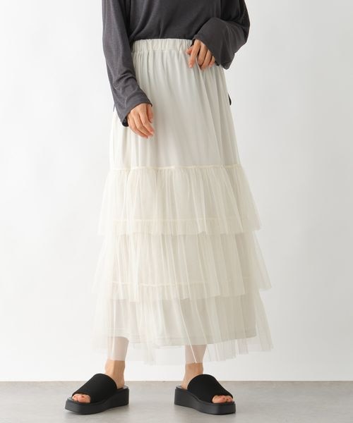 LEPSIM（レプシィム）の「ティアードチュールスカート（スカート・アイボリー08/チャコール18/レオパード51・FREE SIZE）」の3枚目の写真