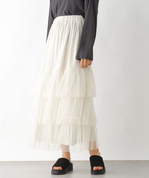 LEPSIM（レプシィム）の「ティアードチュールスカート（スカート・アイボリー08/チャコール18/レオパード51・FREE SIZE）」の6枚目の写真