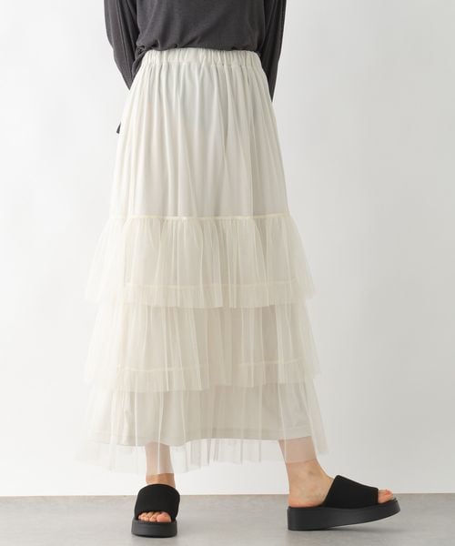 LEPSIM（レプシィム）の「ティアードチュールスカート（スカート・アイボリー08/チャコール18/レオパード51・FREE SIZE）」の4枚目の写真