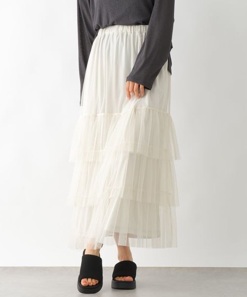 LEPSIM（レプシィム）の「ティアードチュールスカート（スカート・アイボリー08/チャコール18/レオパード51・FREE SIZE）」の5枚目の写真