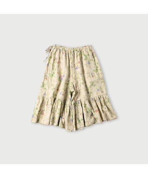 【新品】45R インド度詰リネンの ラッパー キュロット パンツ / 完売色 45R（フォーティファイブアール）の「インド綿麻二重織フラワー