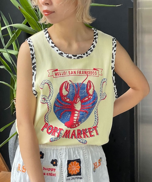 CIAOPANIC(チャオパニック)の「5/1(木)10:00~予約販売開始【HELLO.SANFRANCISCO/ハローサンフランシスコ】アソート柄レオパードパイピングタンク(タンクトップ・レディース・イエロー/オフホワイト・ONE)」の1枚目の写真