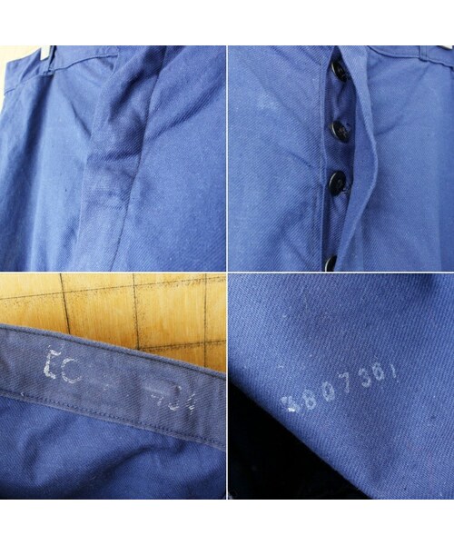 --（--）の「70s 80s フランス コットンツイル ワーク ペインター パンツ W38相当 ネイビー ユーロ ヨーロッパ古着（その他パンツ・レディース・ブルー・W38）」の2枚目の写真