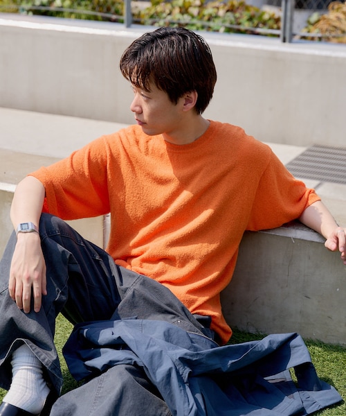 Kastane（カスタネ）の「【WHIMSIC】ブークレニットTシャツ（ニット/セーター・メンズ・チャコールグレー/ベージュ/オレンジ・F）」の3枚目の写真