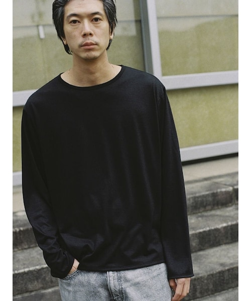 LIDNM(リドム)の「MERINO WOOL L/S TEE(Tシャツ/カットソー・メンズ・グレー/ブラック・S/M/L)」の6枚目の写真