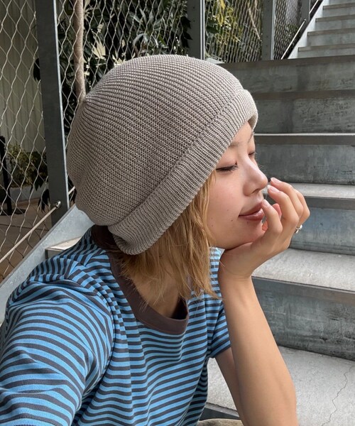 CIAOPANIC TYPY(チャオパニックティピー)の「【UNISEX】3WAYアソート麻タッチロールワッチ(ニットキャップ/ビーニー・レディース・イエロー/アイボリー/ネイビー/グリーン/グレー/ブラック・ONE)」の4枚目の写真