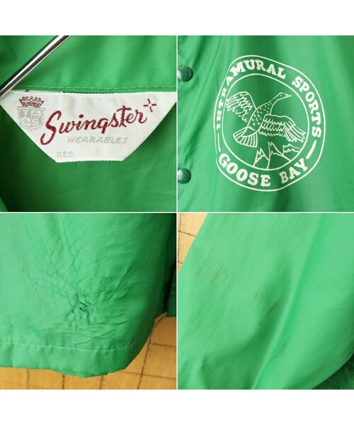 --(--)の「70s 80s USA製 Swingster GOOSE BAY プリント ナイロン コーチ ジャケット グリーン メンズML相当 アウトドア アメリカ古着(ナイロンジャケット・レディース・グリーン・L)」の2枚目の写真
