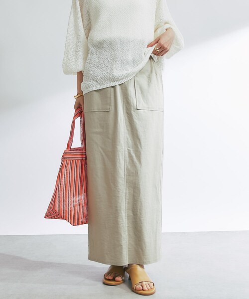 《女性らしく着こなせる》ストレッチリネンタイトスカート