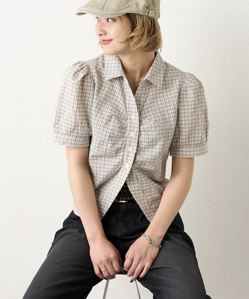 【WHO'S WHO gallery】パフスリーブギャザーブラウス WHO'S WHO gallery ブラウス シャツ ギャザーパフスリーブ