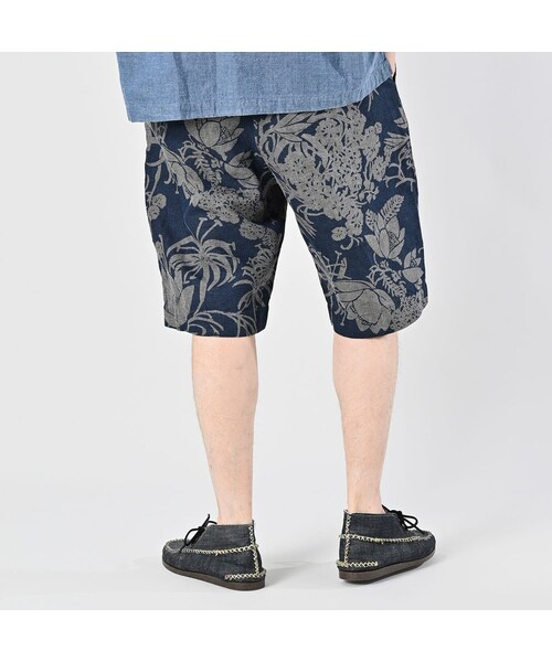 45R（フォーティファイブアール）の「リネンロータスプリントのニームショーツ MEN（インディゴ）（パンツ・メンズ・73-インディゴ・03-M/04-L）」の10枚目の写真