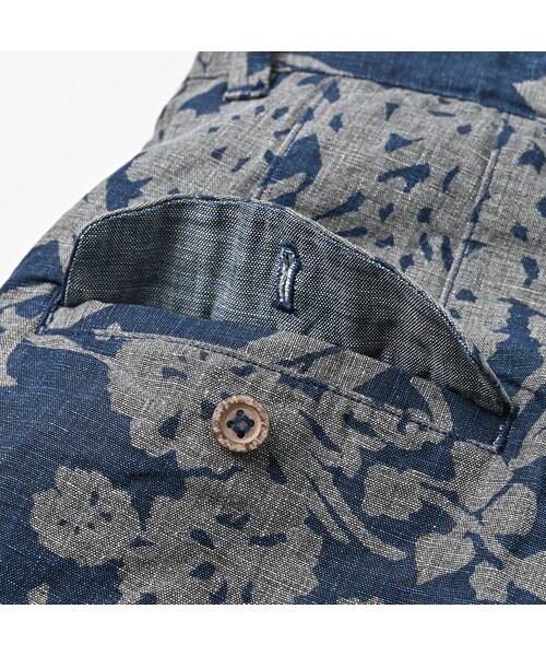 45R（フォーティファイブアール）の「リネンロータスプリントのニームショーツ MEN（インディゴ）（パンツ・メンズ・73-インディゴ・03-M/04-L）」の17枚目の写真