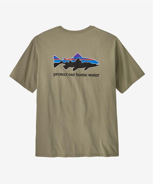 patagonia(パタゴニア)の「Patagonia / Home Water Trout 有機棉印花短袖上衣(その他・メンズ・白色WHI/黑色INBK/綠色RVGN・白色WHI/黑色INBK/綠色RVGN)」の3枚目の写真