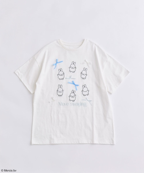 OLIVE des OLIVE（オリーブデオリーブ）の「miffy ribbon Big T（Tシャツ/カットソー・レディース・ブラック/ホワイト/オフホワイト・FREE）」の2枚目の写真