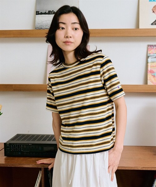 Champion（チャンピオン）の「Champion / 復古橫紋絲絨短袖T恤（その他・レディース・藏青x橘色/藏青x白色・藏青x橘色/藏青x白色）」の3枚目の写真