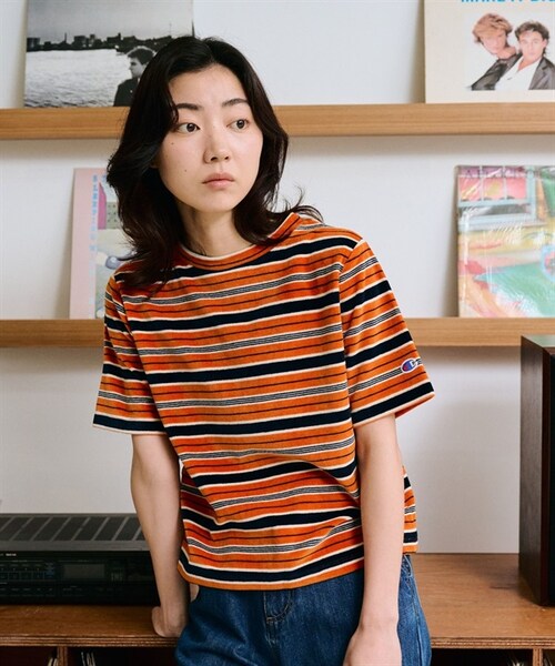 Champion（チャンピオン）の「Champion / 復古橫紋絲絨短袖T恤（その他・レディース・藏青x橘色/藏青x白色・藏青x橘色/藏青x白色）」の11枚目の写真