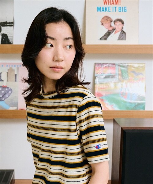 Champion（チャンピオン）の「Champion / 復古橫紋絲絨短袖T恤（その他・レディース・藏青x橘色/藏青x白色・藏青x橘色/藏青x白色）」の5枚目の写真