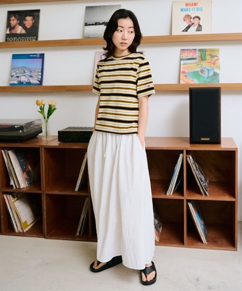 Champion（チャンピオン）の「Champion / 復古橫紋絲絨短袖T恤（その他・レディース・藏青x橘色/藏青x白色・藏青x橘色/藏青x白色）」の8枚目の写真