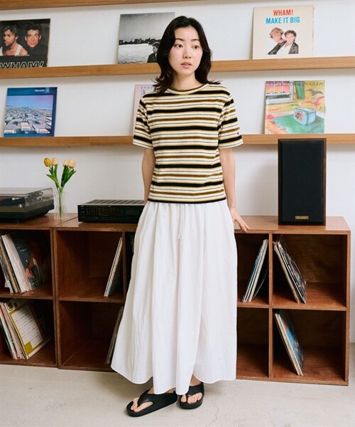 Champion（チャンピオン）の「Champion / 復古橫紋絲絨短袖T恤（その他・レディース・藏青x橘色/藏青x白色・藏青x橘色/藏青x白色）」の7枚目の写真