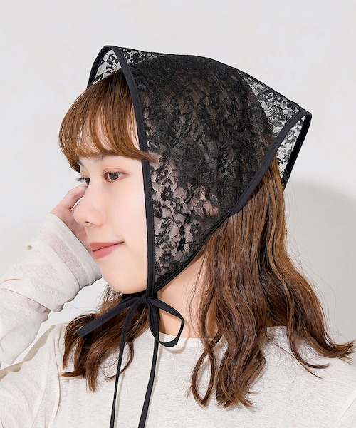 3coins（3coins）の「レースバブーシュカ（ファッション雑貨・レディース・ホワイト/ブラック・FREE）」の2枚目の写真