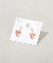 パールハートピアス4個セット