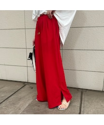 copine | 接触冷感ギャザータックワイドパンツ(レッド)(その他パンツ)