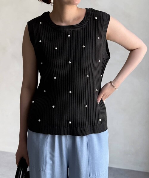 Chez toi（シェトワ）の「デコラニット（ニット/セーター・レディース・オフホワイト/チャコールグレー・F）」の2枚目の写真