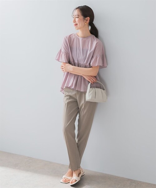 URBAN RESEARCH ROSSO WOMEN（アーバンリサーチ　ロッソ）の「F by ROSSO / UR TECH DRYLUXE中央壓線直筒褲（その他・レディース・黑色/摩卡色/膚色・黑色/摩卡色/膚色）」の9枚目の写真