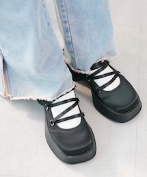 Kastane | 【PUレザー&サテン】厚底バレエシューズ(バレエシューズ)