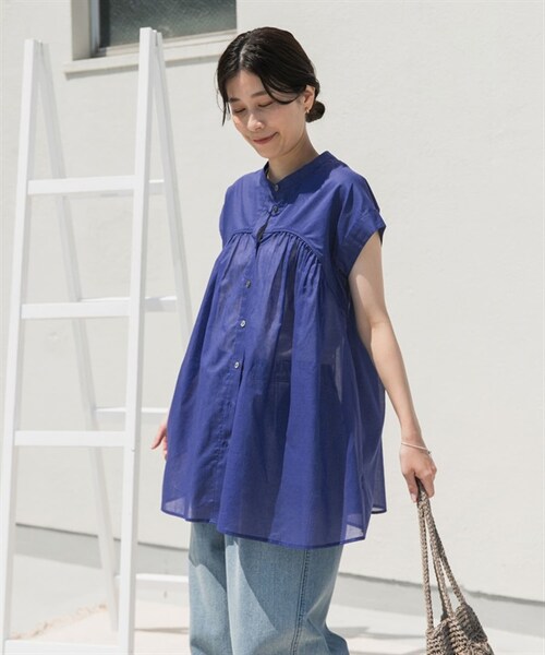 URBAN RESEARCH DOORS（アーバンリサーチドアーズ）の「UR TECH 棉質巴里紗碎褶法式袖罩衫（その他・レディース・黑色/寶藍色/赤褐色・黑色/寶藍色/赤褐色）」の20枚目の写真