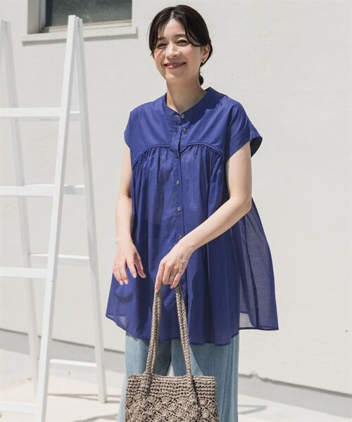 URBAN RESEARCH DOORS（アーバンリサーチドアーズ）の「UR TECH 棉質巴里紗碎褶法式袖罩衫（その他・レディース・黑色/寶藍色/赤褐色・黑色/寶藍色/赤褐色）」の19枚目の写真