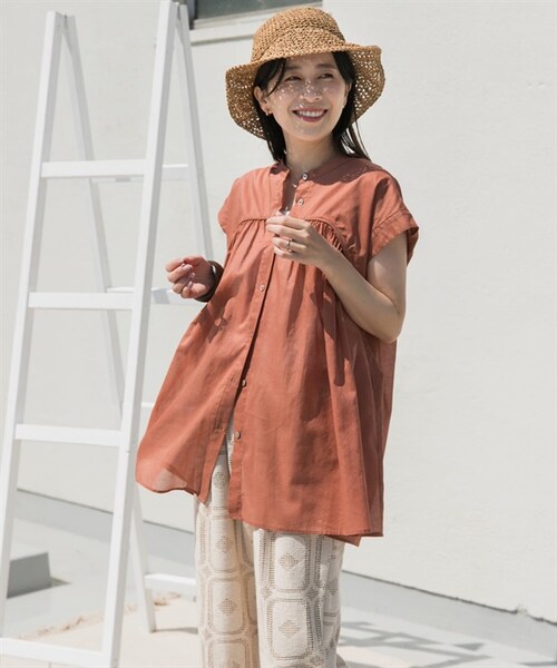 URBAN RESEARCH DOORS（アーバンリサーチドアーズ）の「UR TECH 棉質巴里紗碎褶法式袖罩衫（その他・レディース・黑色/寶藍色/赤褐色・黑色/寶藍色/赤褐色）」の6枚目の写真