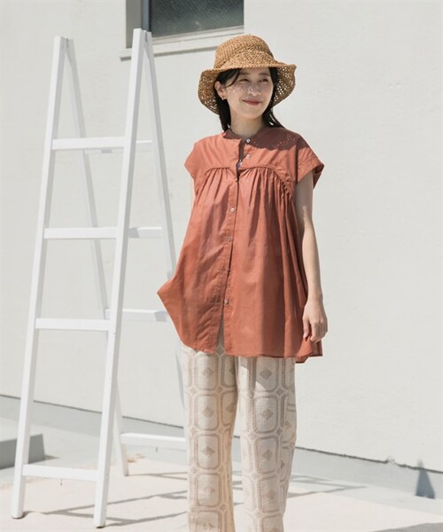 URBAN RESEARCH DOORS（アーバンリサーチドアーズ）の「UR TECH 棉質巴里紗碎褶法式袖罩衫（その他・レディース・黑色/寶藍色/赤褐色・黑色/寶藍色/赤褐色）」の9枚目の写真