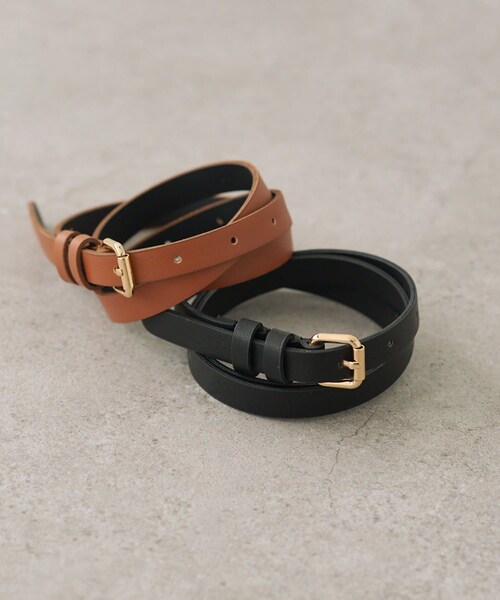 PUAL CE CIN（ピュアルセシン）の「ツインループベルト（ベルト・レディース・ブラック/ブラウン・FREE）」の2枚目の写真