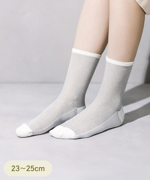 3coins（3coins）の「グリッタークルーソックス（ソックス/靴下・レディース・ブラック/ベージュ/ライトグレー・FREE）」の2枚目の写真