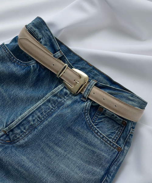 Drawing Numbers（ドローイング ナンバーズ）の「スクエアバックルベルト（ベルト・レディース・ブラウン/ベージュ/ブラック・38）」の3枚目の写真