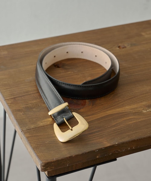 Drawing Numbers（ドローイング ナンバーズ）の「スクエアバックルベルト（ベルト・レディース・ブラウン/ベージュ/ブラック・38）」の2枚目の写真