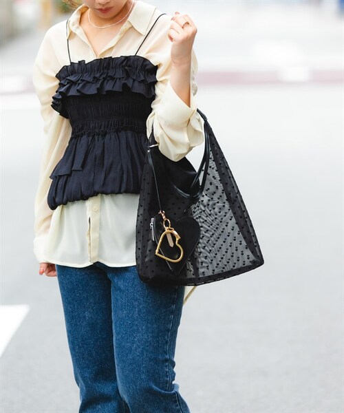 RODE SKO（ロデスコ）の「愛心半透明三角手提包（その他・レディース・黑色/膚色・黑色/膚色）」の22枚目の写真